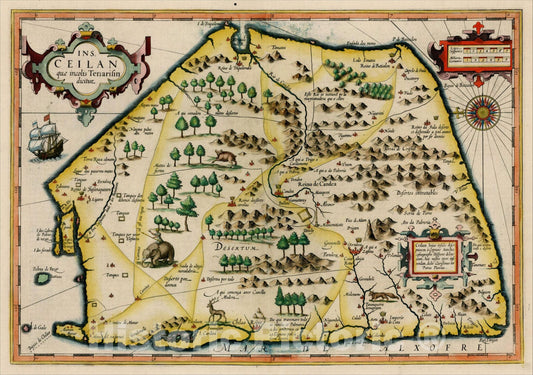 Historic Map : Ins. Ceilan quae incolis Tenarisin dictur, c1609, , Vintage Wall Art