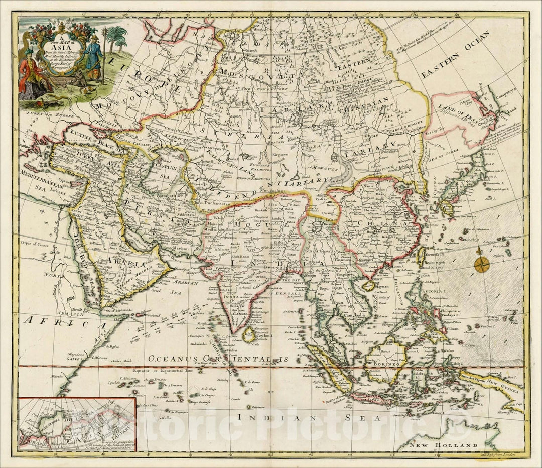 Historic Map : A New Map of Asia from the latest Observations Most Humbly Inscrib'd to the Right Honbl. George Earl of Warrington &c., 1721, John Senex, Vintage Wall Art