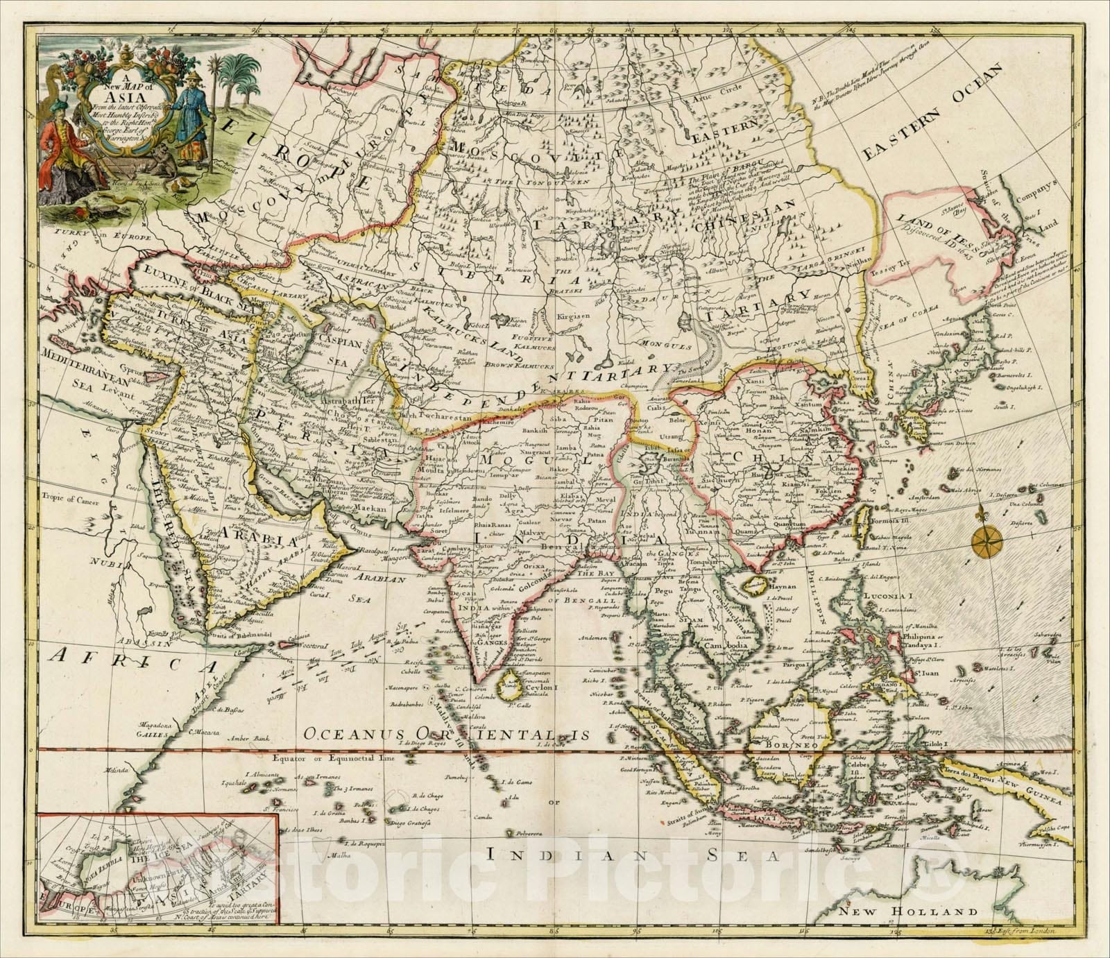 Historic Map : A New Map of Asia from the latest Observations Most Humbly Inscrib'd to the Right Honbl. George Earl of Warrington &c., 1721, John Senex, Vintage Wall Art