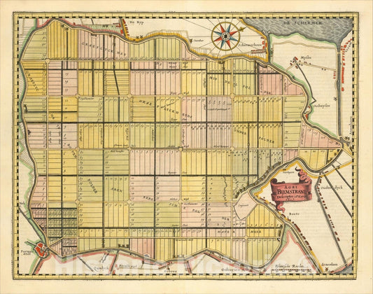 Historic Map : Agri Biemstrani Descriptio a P. Kaerio 1617, 1617, Petrus Kaerius, Vintage Wall Art