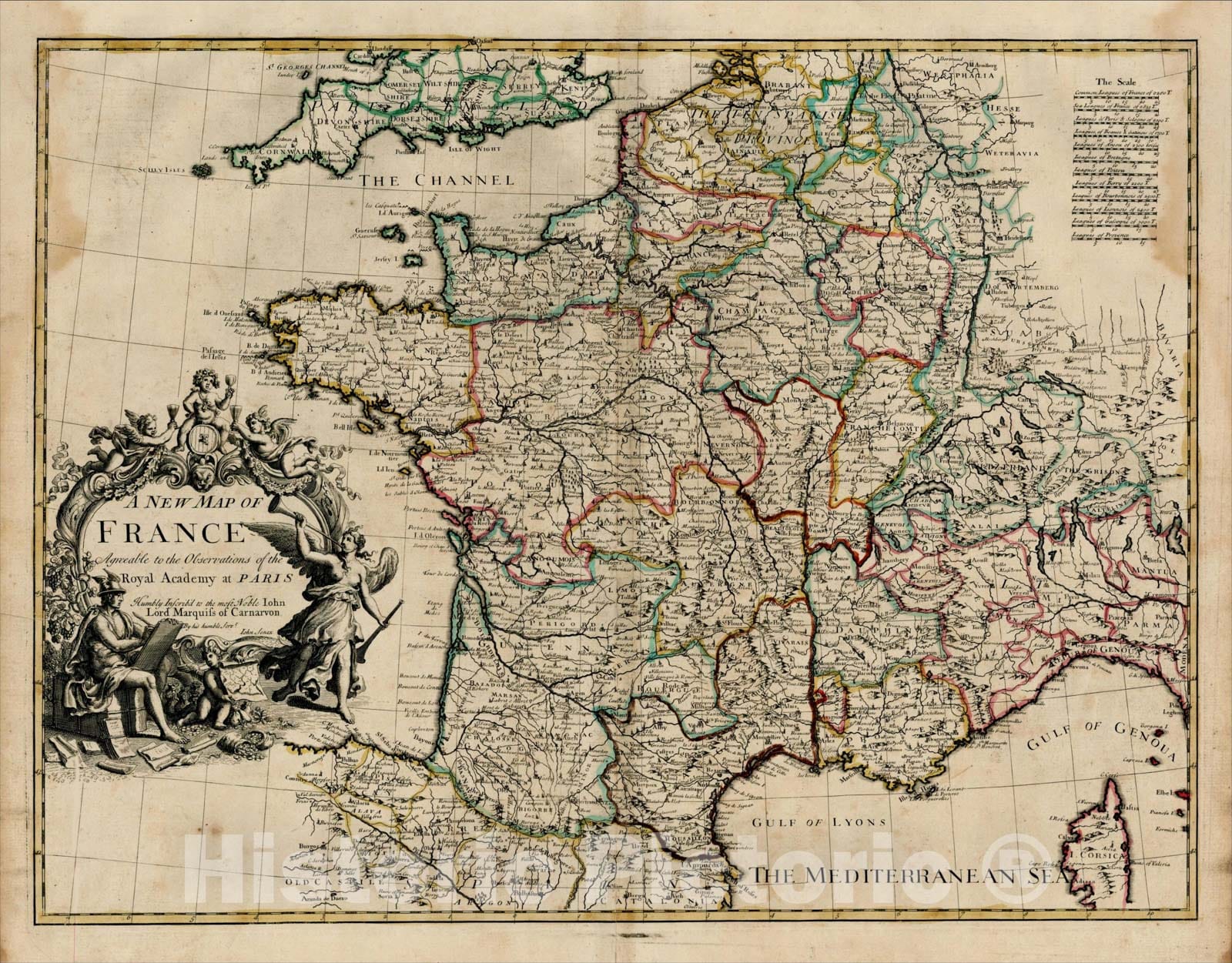 Historic Map : A New Map of France Agreeable to the Observations of the Royal Academy, 1721, John Senex, Vintage Wall Art