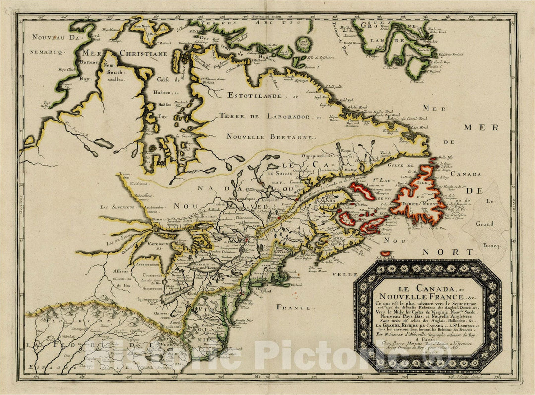Historic Map : Le Canada ou Nouvelle France &c. Ce qui set les plus advance vers le Septenrion est tier de dives Relations des Anglois, Danois, 1656, v1, Vintage Wall Art