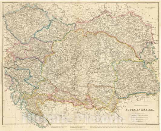Historic Map : Austrian Empire, 1858, John Arrowsmith, Vintage Wall Art
