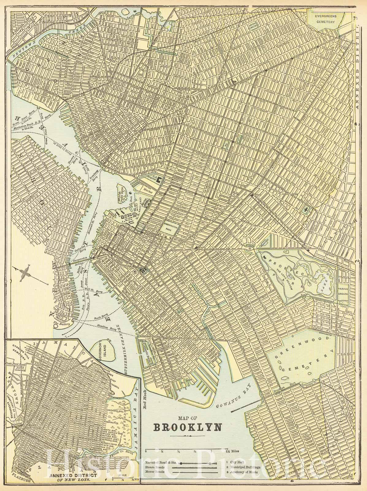 Brooklyn - City Plan, 1890 circa | Historical Map Print