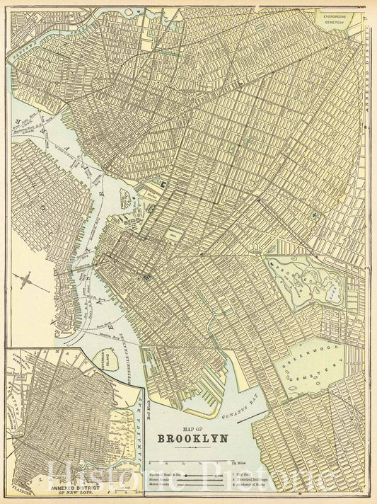Brooklyn - City Plan, 1890 circa | Historical Map Print