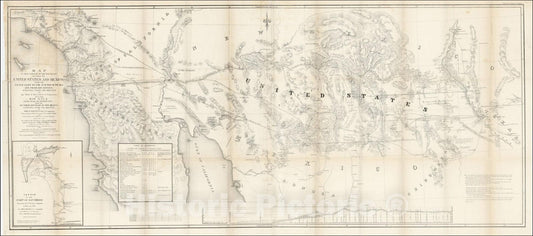 Historic Map : Map of That Portion of the Boundary between the United States and Mexico From the Pacific Coast, 1855, Vintage Wall Art