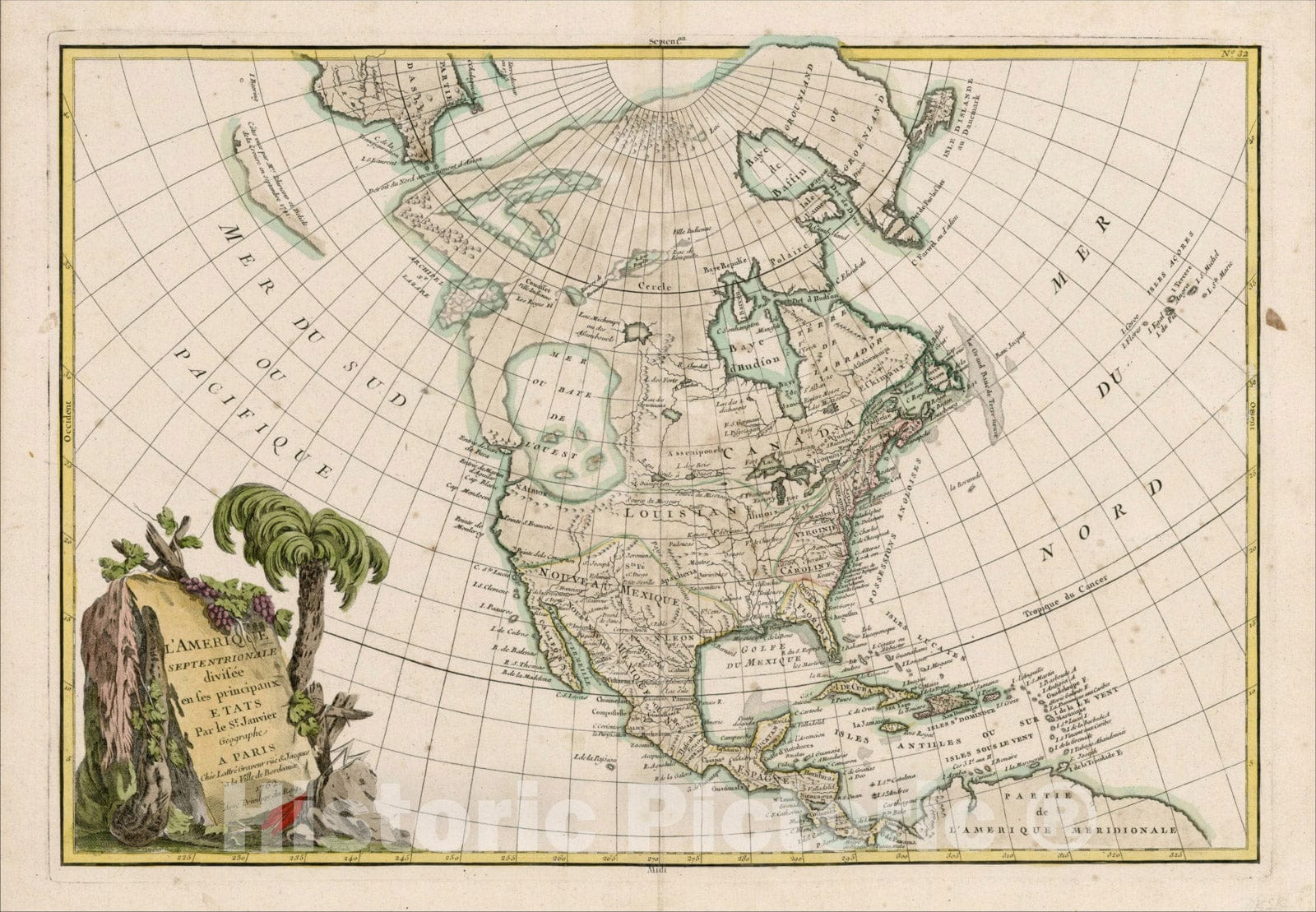 Historic Map : L'Amerique Septentrionale divisee en ses principaux Etats?1762 [Sea of the West], 1762, , Vintage Wall Art
