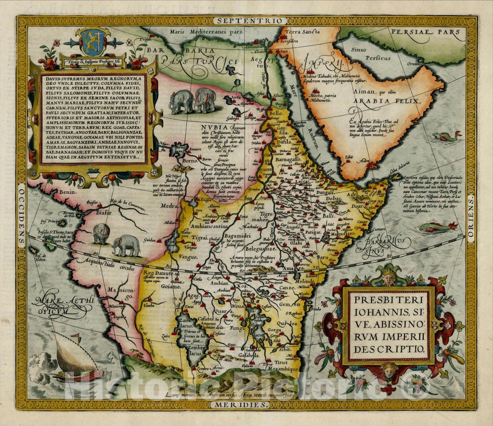 Historic Map : Presbiteri Johannis, Sive, Abissinorum Imperii Descriptio, 1606, Abraham Ortelius, Vintage Wall Art
