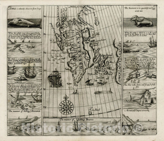 Historic Map : [Spitzbergen and Wiches Lande], 1626, Samuel Purchas, Vintage Wall Art