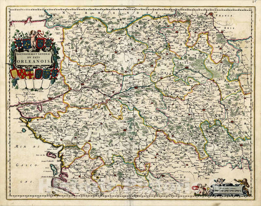 Historic Map : Gouvernement General du Pays Orleanois, c1688, , Vintage Wall Art