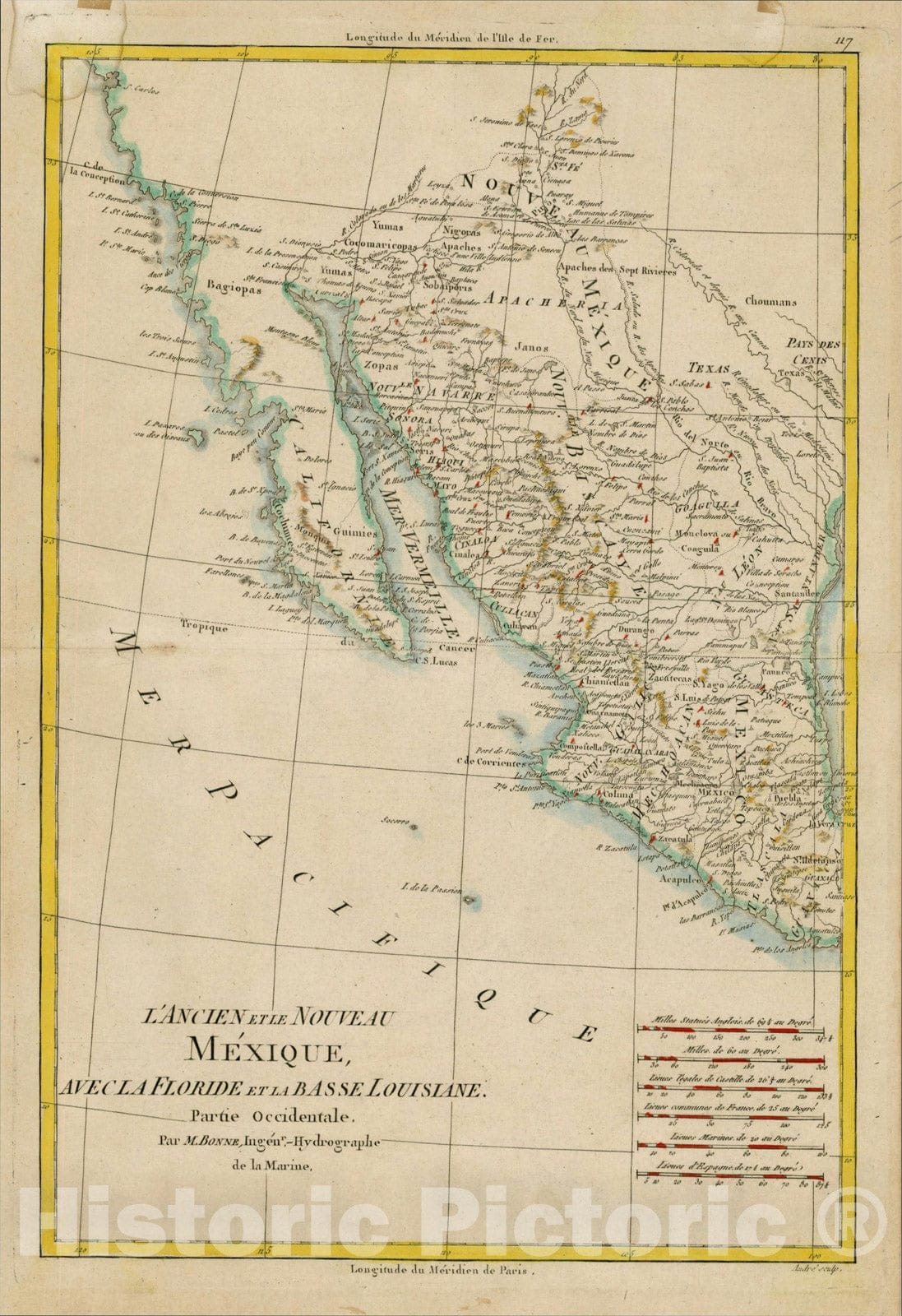 Historic Map : L'Ancien et Le Nouveau Mexique, Avec La Floride Et La Basse Louisiana. Partie Occidentale., 1787, , Vintage Wall Art