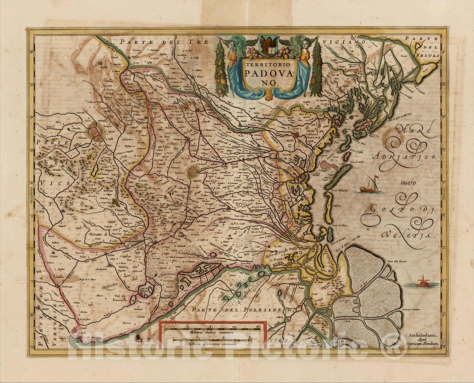 Historic Map : Territorio Padovano, c1640, , Vintage Wall Art