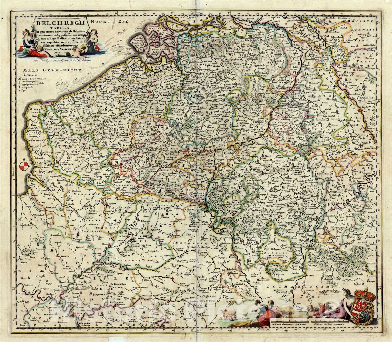 Historic Map : Belgii Regii Tabula in qua omnes Provinciae ab Hispanis ad Annum 1694 possessae, c1688, , Vintage Wall Art