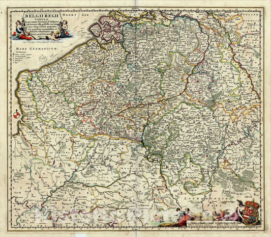 Historic Map : Belgii Regii Tabula in qua omnes Provinciae ab Hispanis ad Annum 1694 possessae, c1688, , Vintage Wall Art