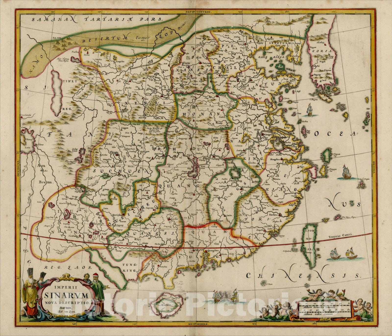 Historic Map : Imperii Sinarum Nova Descriptio. Auctore Joh van Loon, c1660, Jan Jansson, Vintage Wall Art