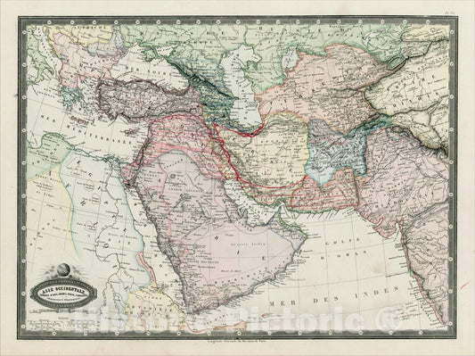Historic Map : Asie Occidentale. Turquie D'Asie, Arabie, Perse, Turkestan, Afghanistan & Beloutshistan, 186, 1861, F.A. Garnier, Vintage Wall Art
