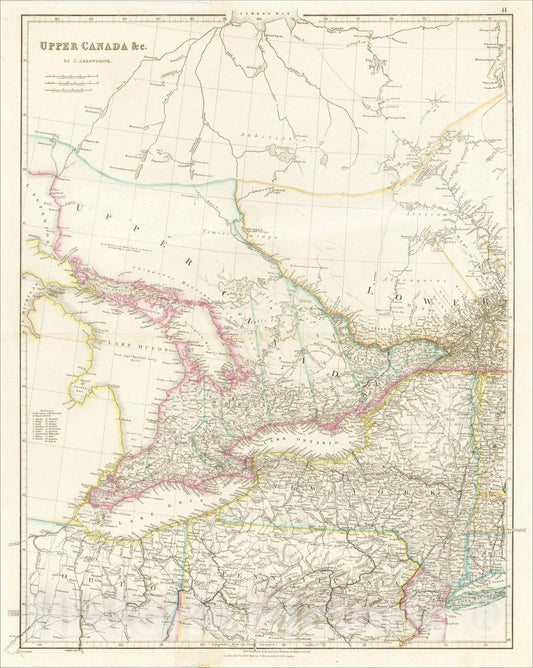 Historic Map : Upper Canada &c., 1853, John Arrowsmith, Vintage Wall Art
