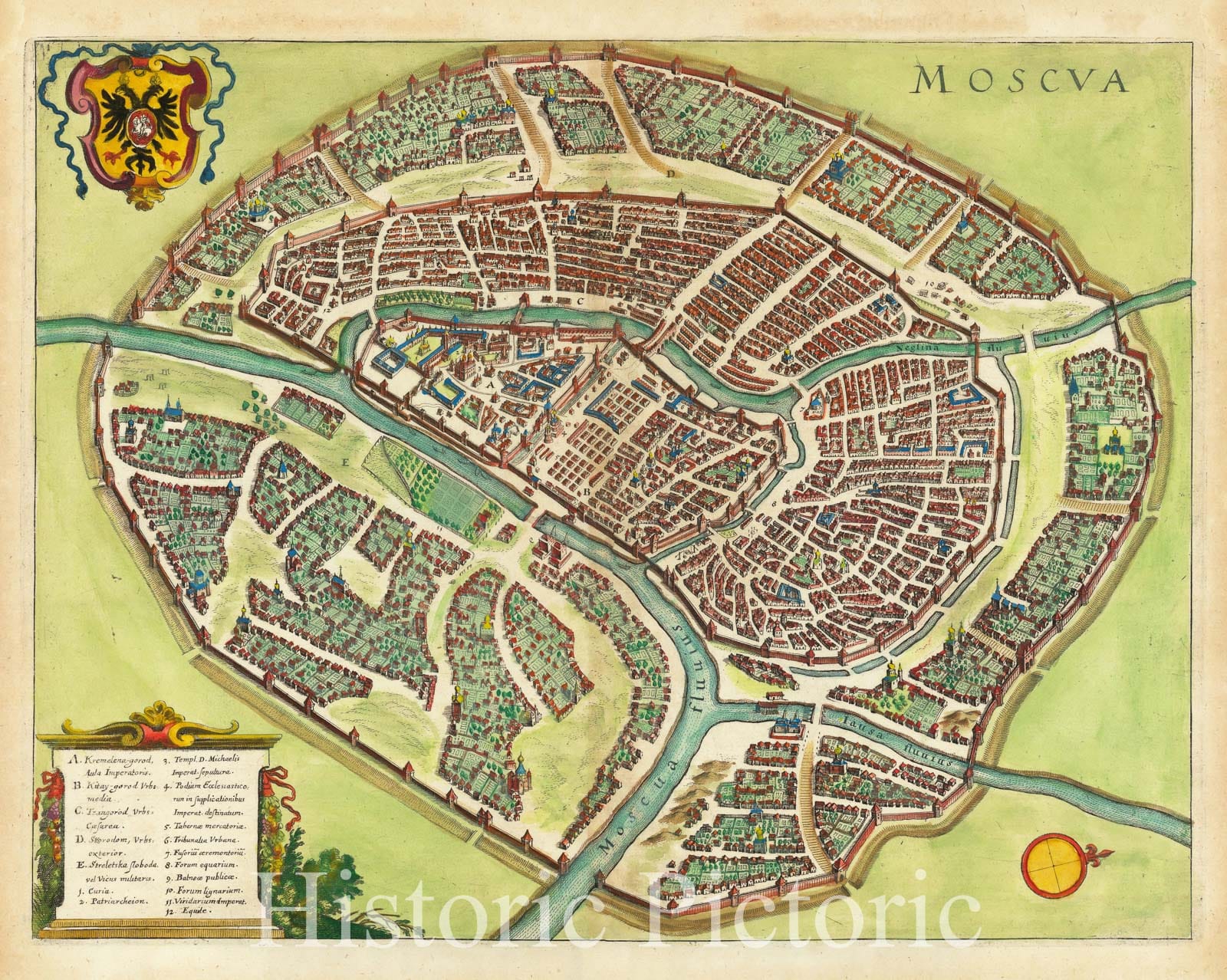 Moscow City Plan 1638 Historical Map Print