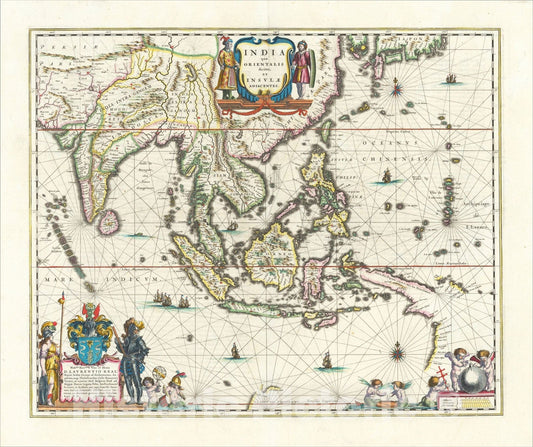 Historic Map : India quae Orientalis dicitur et Insulae Adiacentes, c1640, Willem Janszoon Blaeu, v2, Vintage Wall Art