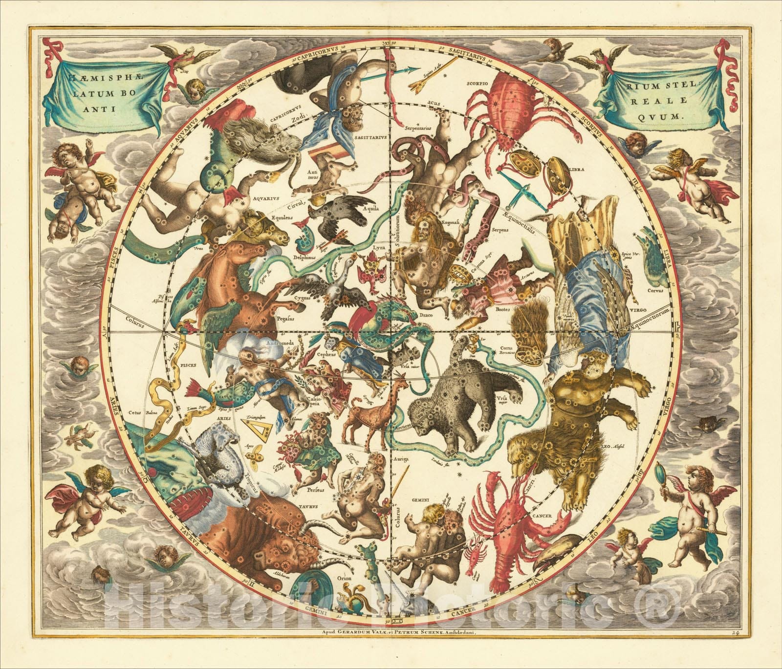 Historic Map : Haemisphaerium Stellatum Boreale Antiquum, 1684, Andreas Cellarius, Vintage Wall Art