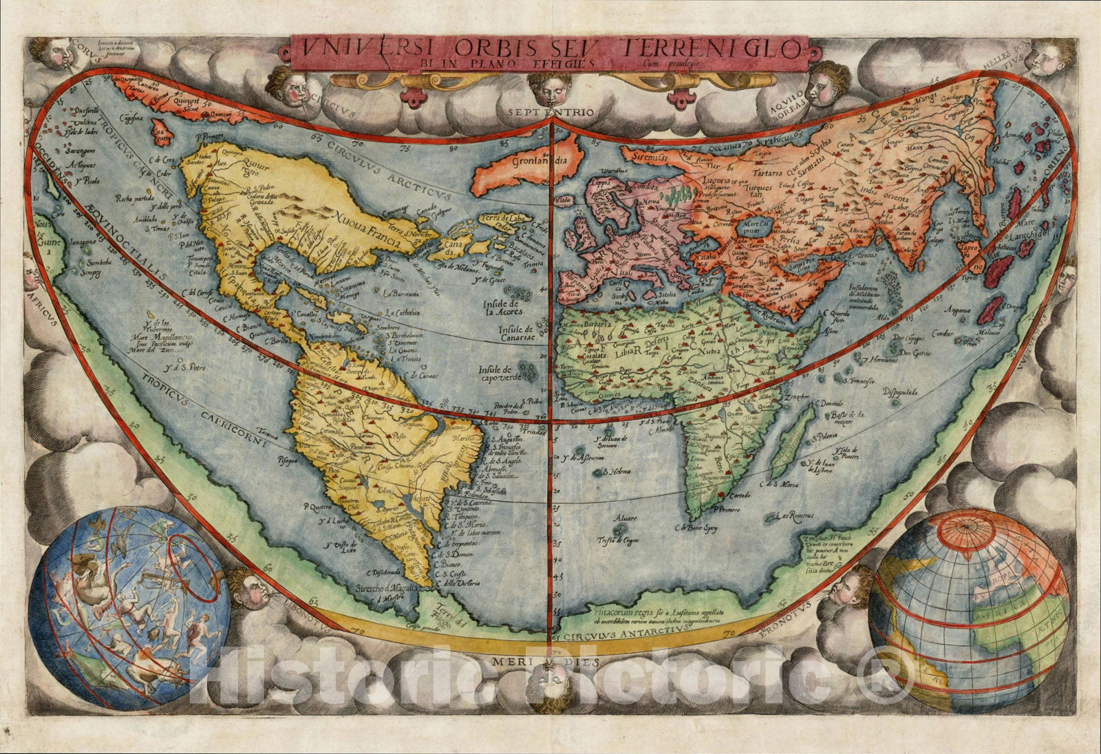 Historic Map : Universi Orbis Seu Terreni Globi In Plano Effigies, 1578, , Vintage Wall Art