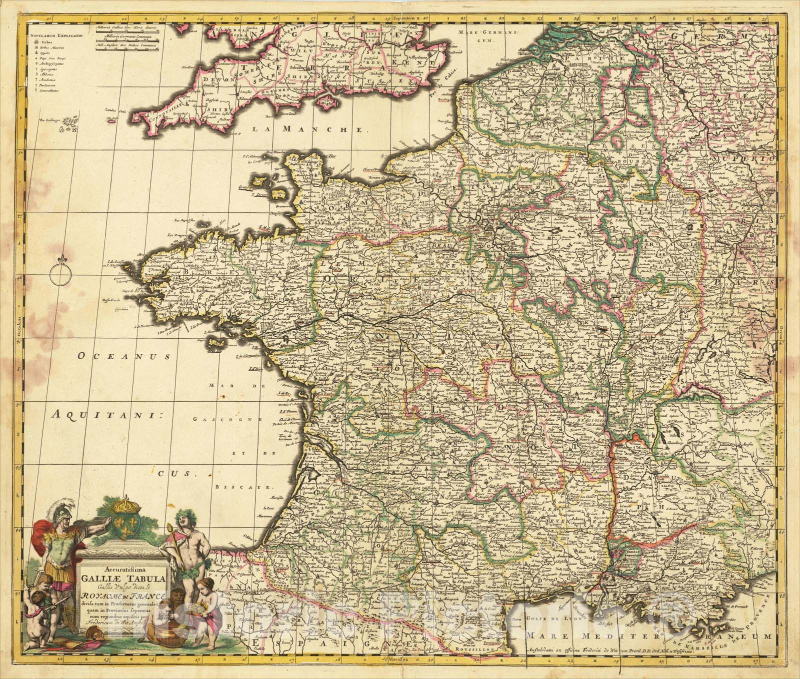 Historic Map : Accuratissima Galliae Tabula Vulgo Royaume De France, c1688, Frederick De Wit, Vintage Wall Art