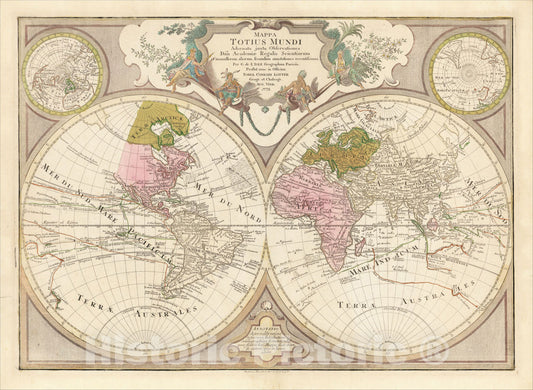 Historic Map : Mappa Totius Mundi Adornata juxta Observationes Dnn Academiae Regalis Scientarum, 1775, 1775, Tobias Conrad Lotter, Vintage Wall Art
