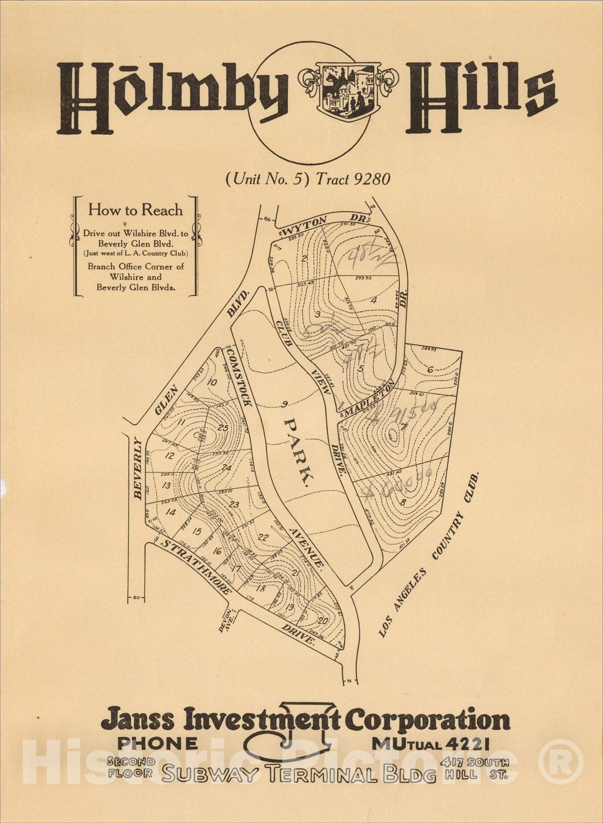 Historic Map : Holmby Hills (Unit No. 5) Tract 9280, , Vintage Wall Art