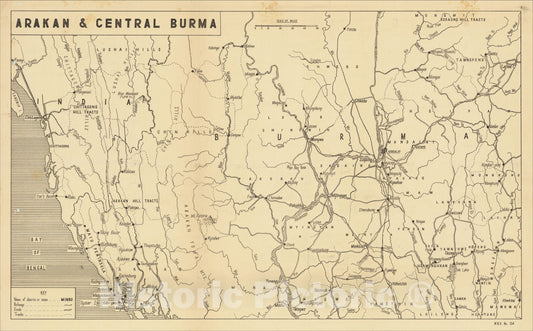 Historic Map : South China, 1945, C. P. D., v1, Vintage Wall Art
