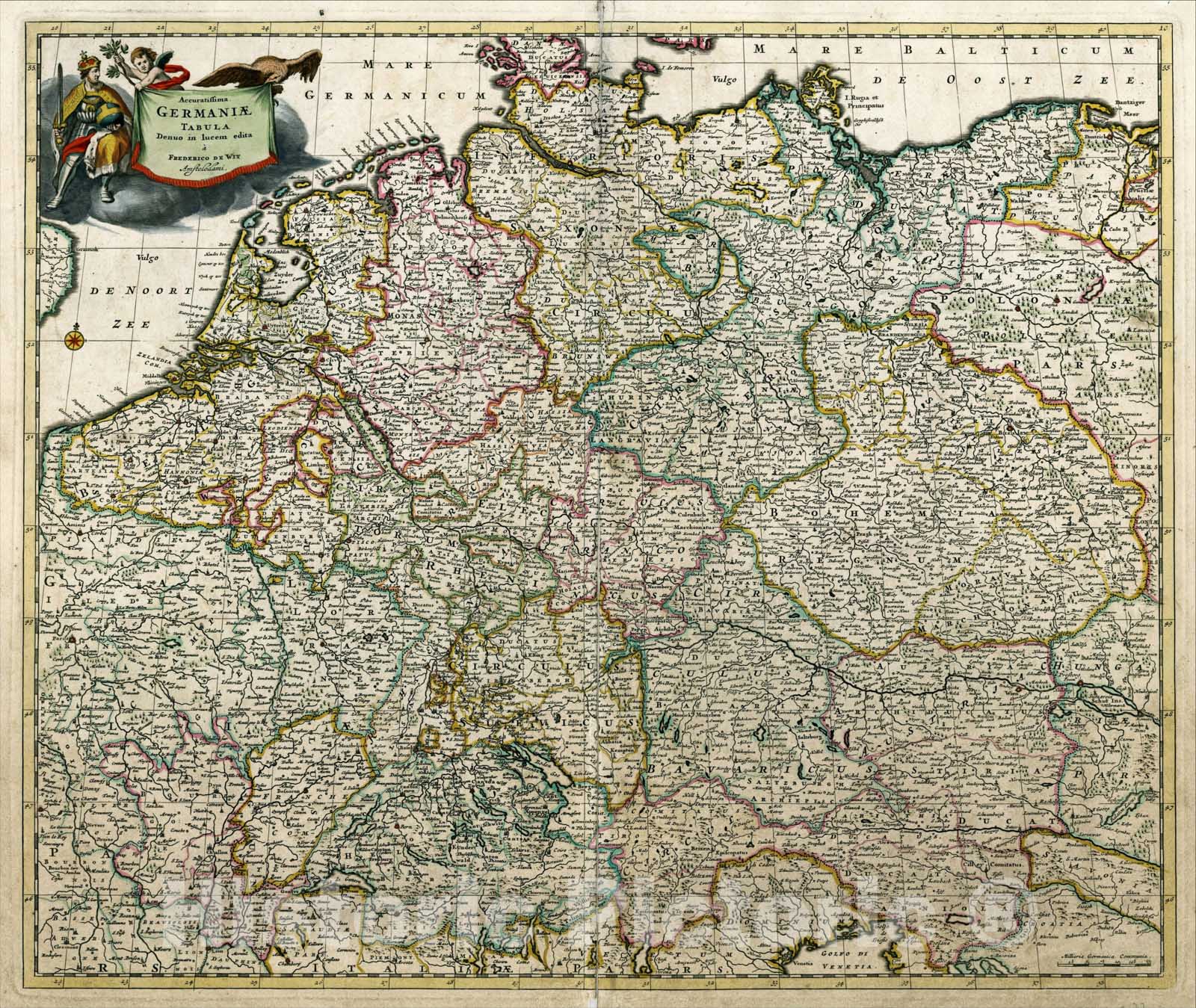 Historic Map : Accuratissima Germaniae Tabula Denuo in lucem edita, c1688, , Vintage Wall Art