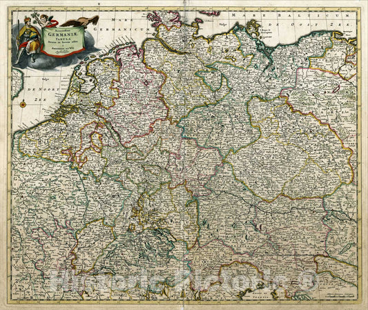 Historic Map : Accuratissima Germaniae Tabula Denuo in lucem edita, c1688, , Vintage Wall Art