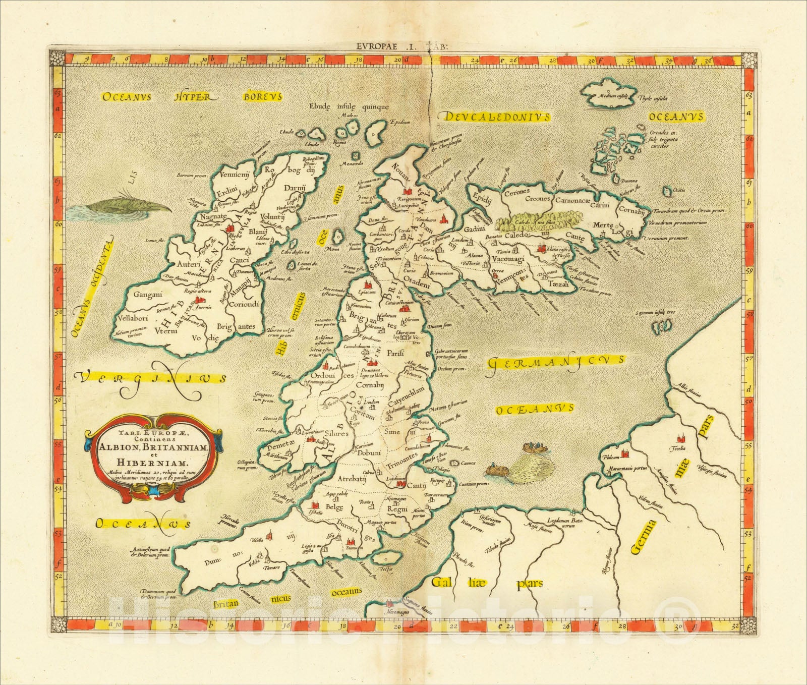 Historic Map : (British Isles) Europae I Tab, 1578, Gerard Mercator, Vintage Wall Art