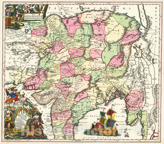 Historic Map : Imperii Magni Mogolis sive Indici Padschach juxta recentissimas Navigationes accurrata delineatio , c1728, Matthaus Seutter, Vintage Wall Art