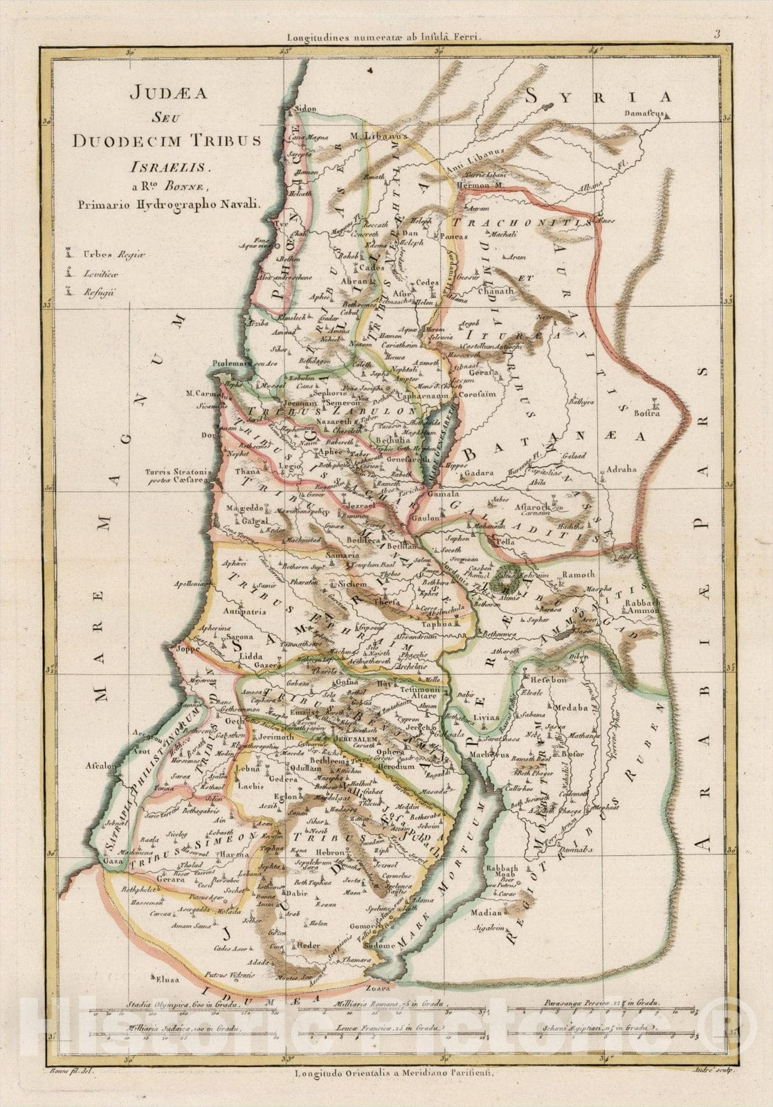 Historic Map : Judaea Seu Duodecim Tribus Israelis, 1787, Rigobert Bonne, Vintage Wall Art