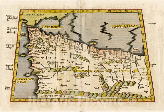 Historic Map : Tabu. I. Aphricae (title on verso), 1535, Lorenz Fries, Vintage Wall Art