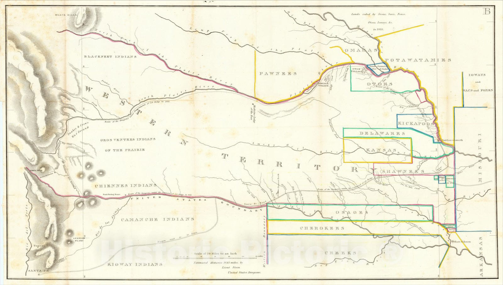 Historic Map : [Western Territory], 1836, Col. Henry P. Dodge, Vintage Wall Art