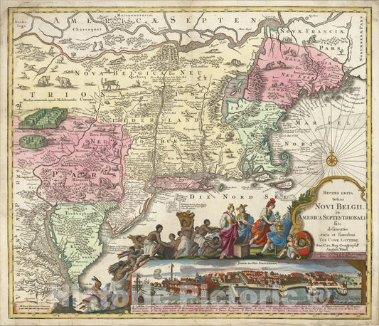 Historic Map : Recens Edita totius Novi Belgii, in America Septenrionali siti, delineatio cura et sumptibus . ., c1757, Tobias Conrad Lotter, v1, Vintage Wall Art