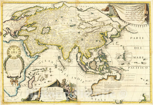 Historic Map : Asia Divisa nelle sue Parti secondo lo stato presente, c1690, Vincenzo Maria Coronelli, Vintage Wall Art