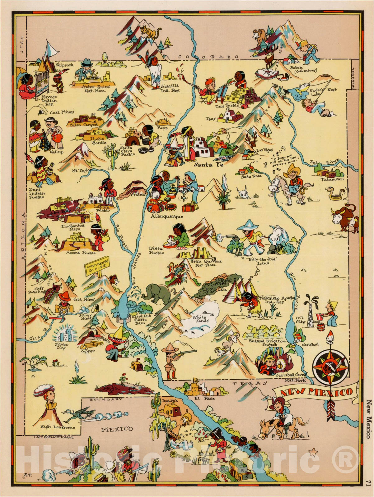 Historic Map : New Mexico, 1935, Ruth Taylor White, Vintage Wall Art