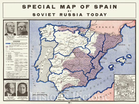 Spain - Civil War Map, 1937 circa (February?) | Historical Map Print