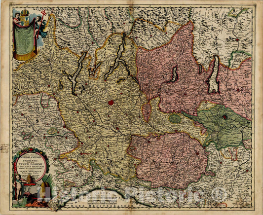Historic Map : Status et Ducatus Mediolanensis et Parmensis; quin Etiam Venet Dominii Ac Ducatus Manuani, c1700, Vintage Wall Art