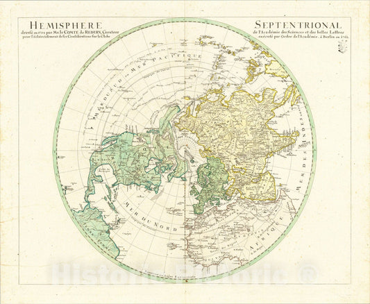 Historic Map : Hemisphere Septentrional, 1762, , Vintage Wall Art