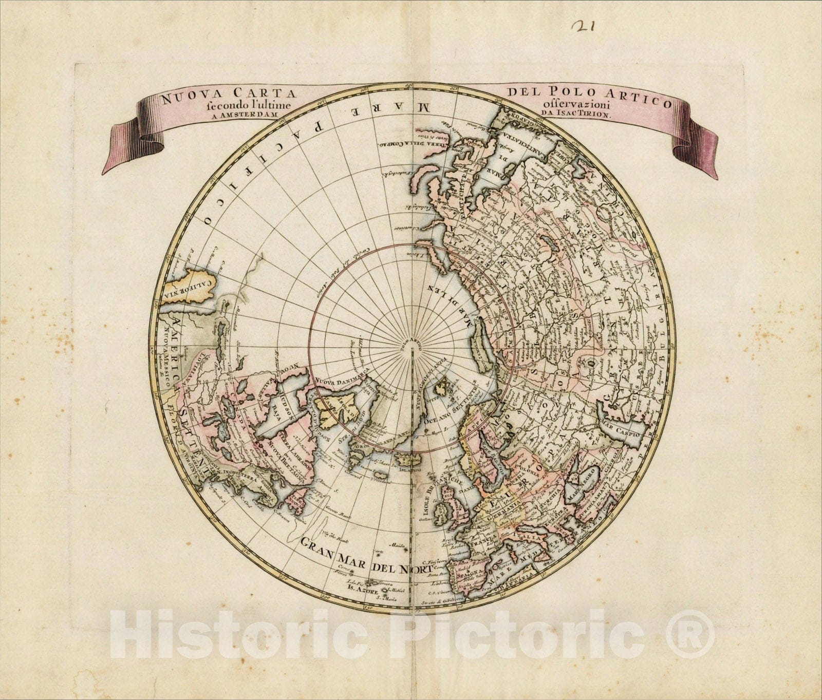Historic Map : Nuova Carta Del Polo Artico secondo l'ultime observaioni, c1740, Isaak Tirion, Vintage Wall Art