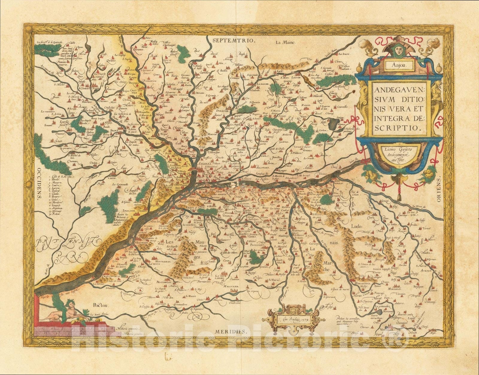 Historic Map : (Anjou) Andegavensium Ditionis Vera Et Integra Descriptio, 1579, Abraham Ortelius, Vintage Wall Art