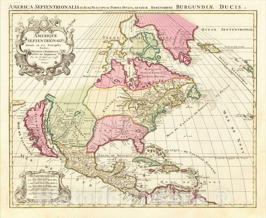 Historic Map : Amerique Septentrionale Divisee en Ses Principales Parties , 1694, Reiner & Joshua Ottens, Vintage Wall Art