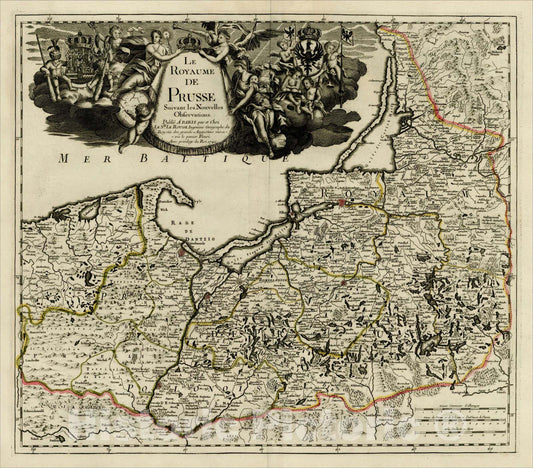 Historic Map : Le Royaume de Prusse Suivant les Nouvelles Observations, 1742, 1742, George Louis Le Rouge, Vintage Wall Art