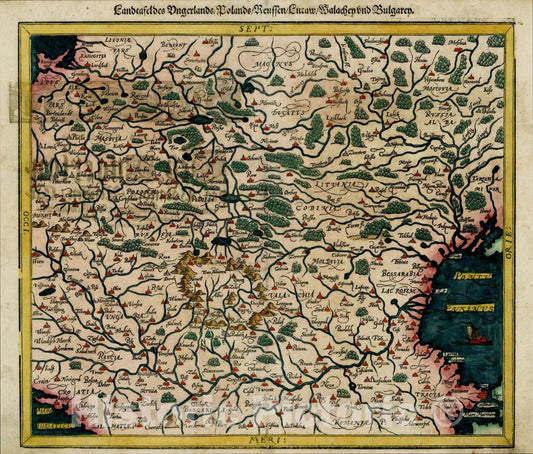 Historic Map : Landtafel des Ungerlands, c1588, Sebastian M?nster, Vintage Wall Art