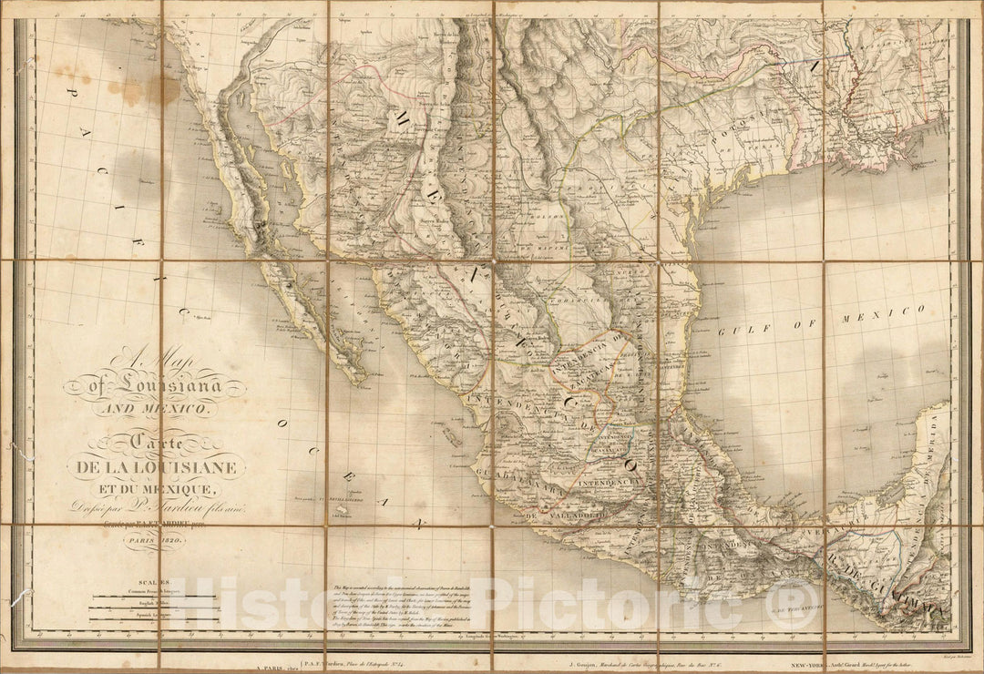 Historic Map : [Provincia de Texas] A Map of Louisiana and Mexico. Carte de la Louisiane et Mexique, 1820, 1820, , Vintage Wall Art