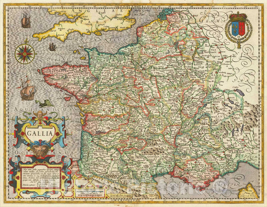 Historic Map : Nova totius Galliae geographica descriptio, deintegro (collatis omnibus, quae extant, particularibus Provinciarum descriptionibus), 1622, Vintage Wall Art