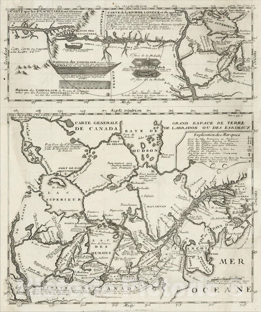Historic Map : Carte que les Gnacsitares ont Dessine, 1703, , Vintage Wall Art